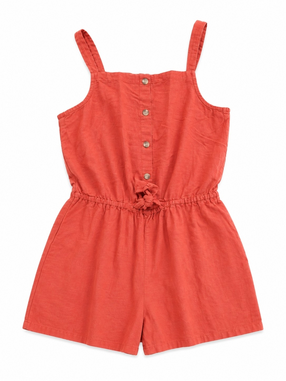 Old Navy Coral Red Button-Front Girls Romper